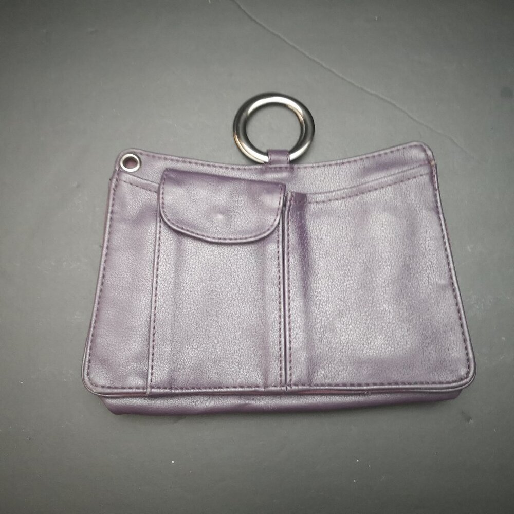Pouchee Burgundy Faux Leather Handbag Organizer w/ Metal Rings